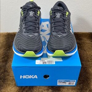 Hoka Black and Lime Athletic Sneakers